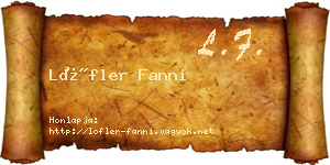 Löfler Fanni névjegykártya